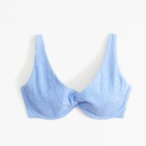 Curve Love Wide Strap Twist Continuous Underwire Bikini Top Light Blue XXS NWT